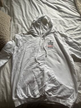 White 'Save Water Drink Beer' Pullover Hoodie